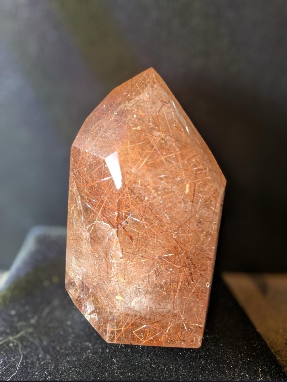 Gem Quality Polished Rutilated Rose Quartz Point - Picture 5 of 11